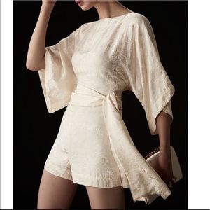 WARM Cream Silk Samurai Jacquard Romper size 2